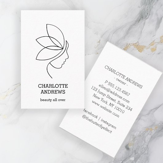 Minimal, Schönheit, Logo, Line Art Business Card Visitenkarte