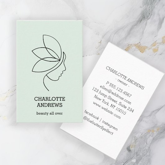 Minimal, Schönheit, Logo, Line Art, Leuchtend Visitenkarte