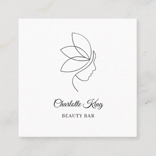 Minimal, Schönheit, Logo, Line Art, Salon Quadratische Visitenkarte (Vorderseite)
