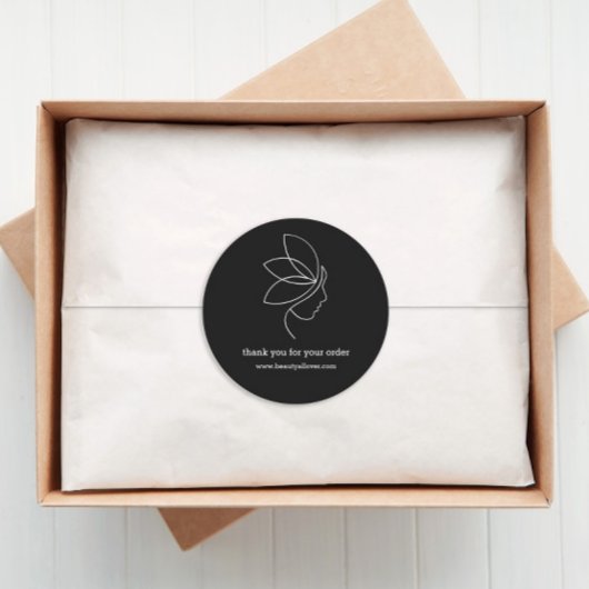 Minimal, Schönheit, Logo, Linie Art Black Runder Aufkleber