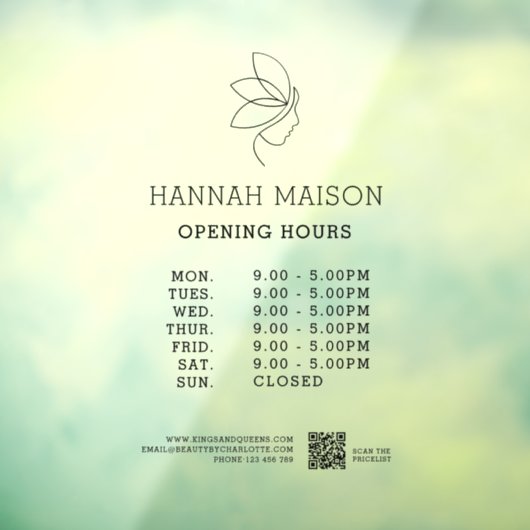 Minimal, Schönheit, Logo, QR-CODE, Business Fensteraufkleber (Blatt 3)