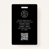 Minimal Schwarz Beruflich Foto Mitarbeiter Ausweis (Rückseite)