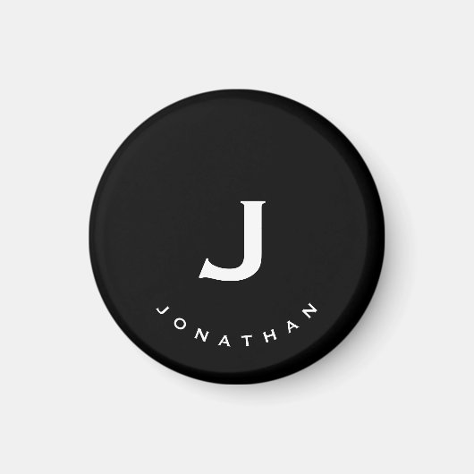 Minimal Schwarz Classic Monogram Round Magnet (Vorne)