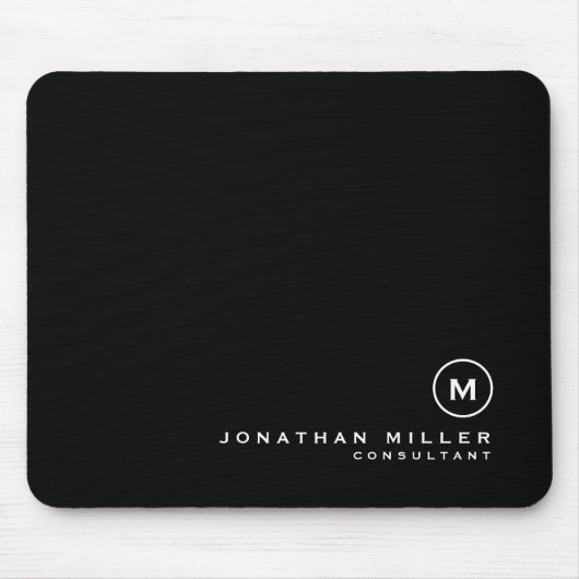 Minimal Schwarz Classic Monogramm Mousepad (Vorne)