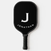 Minimal Schwarz Classic Monogramm Pickleball Schläger (Rückseite)
