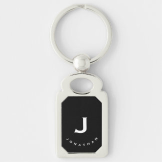 Minimal Schwarz Classic Monogramm Schlüsselanhänger