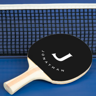 Minimal Schwarz Classic Monogramm Tischtennis Schläger