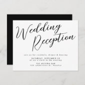 Minimal Schwarz Custom Calligraphy Hochzeitsempfan Begleitkarte (Vorne/Hinten)