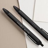 Minimal Schwarz Elegant Custom Monogram & Name Kugelschreiber