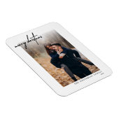 Minimal Schwarz Frohe Weihnachtskarte Weiß Magnet (Rechte Seite)