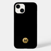 Minimal Schwarz Gold gebürstetes Metal Monogramm Case-Mate iPhone Hülle (Rückseite)