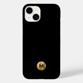 Minimal Schwarz Gold gebürstetes Metal Monogramm Case-Mate iPhone 14 Hülle