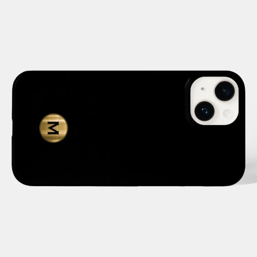 Minimal Schwarz Gold gebürstetes Metal Monogramm Case-Mate iPhone Hülle (Rückseite (Horizontal))