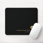 Minimal Schwarz Gold gebürstetes Metal Monogramm Mousepad (Mit Mouse)