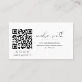 Minimal Schwarz Monogram Script Feminine Visitenkarte (Rückseite)