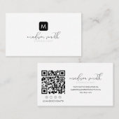 Minimal Schwarz Monogram Script Feminine Visitenkarte (Vorne/Hinten)