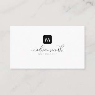 Minimal Schwarz Monogram Script Feminine Visitenkarte
