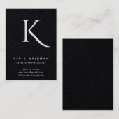 Minimal Schwarz Monogram stylisch Visitenkarte (Vorne/Hinten)