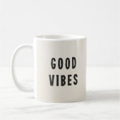 Minimal Schwarz + Off-White Good Vibes Typografie Kaffeetasse (Links)