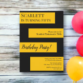 Minimal Schwarz und Gold Elegant Chic 50. Geburtst Einladung