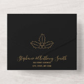Minimal Schwarz und Gold Mistletoe Weihnachten All In One Einladung (Rückseite)