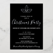 Minimal Schwarz und Gold Mistletoe Weihnachten Folieneinladung (Vorderseite)