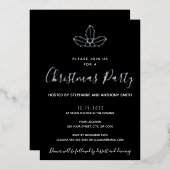 Minimal Schwarz und Gold Mistletoe Weihnachten Folieneinladung (Vorderseite/Rückseite)