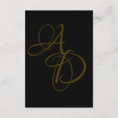 Minimal Schwarz und Gold Monogram Elegant Wedding Begleitkarte (Rückseite)