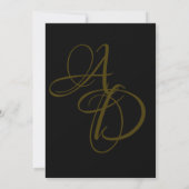Minimal Schwarz und Gold Monogram Elegant Wedding Save The Date (Rückseite)