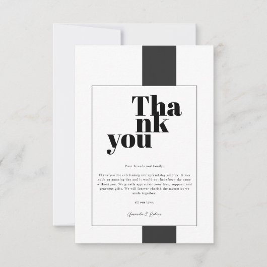 Minimal Schwarz und Weiß Dankeskarte (Vorderseite)