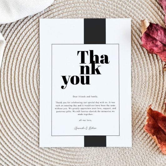 Minimal Schwarz und Weiß Dankeskarte