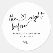 Minimal Schwarz und Weiß die Nacht vor Runder Aufkleber (Vorderseite)