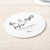 Minimal Schwarz und Weiß die Nacht vor Runder Pappuntersetzer (Angewinkelt)