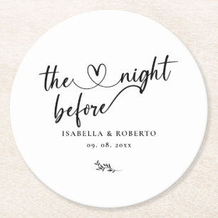 Minimal Schwarz und Weiß die Nacht vor Runder Pappuntersetzer