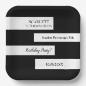 Minimal Schwarz und Weiß elegant Chic 50. Geburtst Pappteller (Vorderseite)
