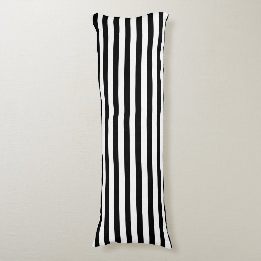 Minimal schwarz und weiß gestreift seitenschläferkissen (Vorderseite Vertikal)