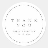Minimal Schwarz und Weiß Hochzeit Danke Stickers (Vorderseite)