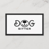 Minimal Schwarz und Weiß Hund Sitter Walker Groome Visitenkarte (Vorderseite)