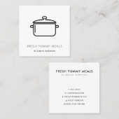 MINIMAL SCHWARZ UND WEISS KOCH CATERING QUADRATISCHE VISITENKARTE (Vorne/Hinten)