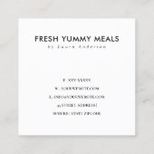 MINIMAL SCHWARZ UND WEISS KOCH CATERING QUADRATISCHE VISITENKARTE (Rückseite)