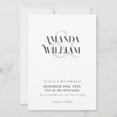 Minimal Schwarz und Weiß mit QR-Code Hochzeit Einladung (Vorderseite)