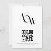 Minimal Schwarz und Weiß mit QR-Code Hochzeit Einladung (Rückseite)