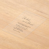 Minimal Schwarz und Weiß Moderne Elegante Hochzeit Acryleinladungen (Ablage )
