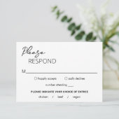 Minimal Schwarz und Weiß Moderne Hochzeit RSVP Karte (Stehend Vorderseite)