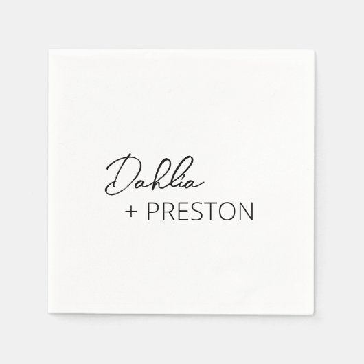 Minimal Schwarz und Weiß Moderne Hochzeit Serviette (Vorderseite)