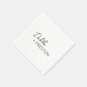 Minimal Schwarz und Weiß Moderne Hochzeit Serviette (Ecke)