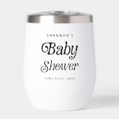 Minimal Schwarz und Weiß Retro Babydusche (Vorderseite)