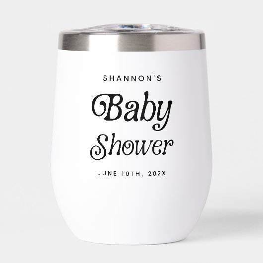 Minimal Schwarz und Weiß Retro Babydusche (Vorderseite)