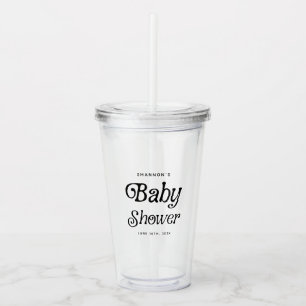 Minimal Schwarz und Weiß Retro Babydusche Acryltrinkbecher