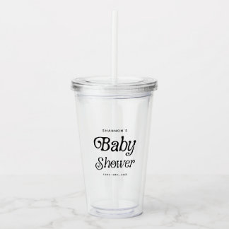 Minimal Schwarz und Weiß Retro Babydusche Acryltrinkbecher